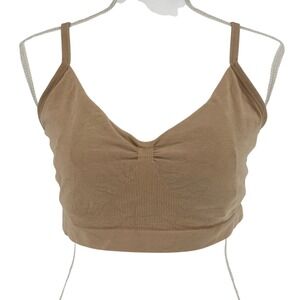 HATCH Tan Seamless Ribbed Comfort Bra Tank XL Lounge Minimal Neutral
